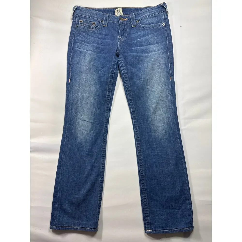 True Religion Women's Low Rise Bootcut Blue Denim Jeans - Size 31 (33x31) - Picture 1 of 7